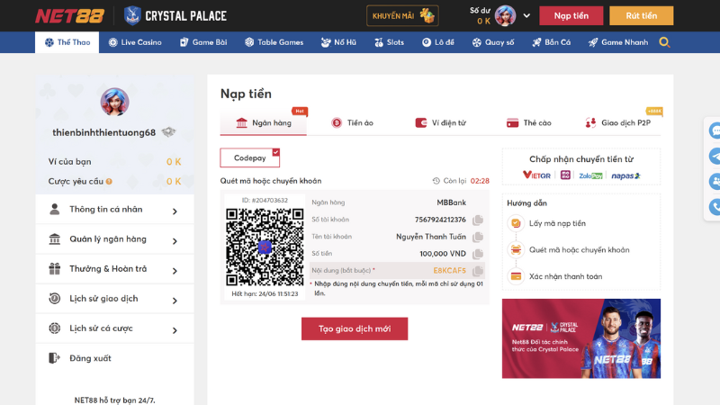 Hội viên cần tuân thủ điều kiện nạp tiền Net88