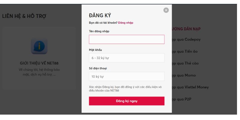 Tham gia Net88 siêu dễ dàng